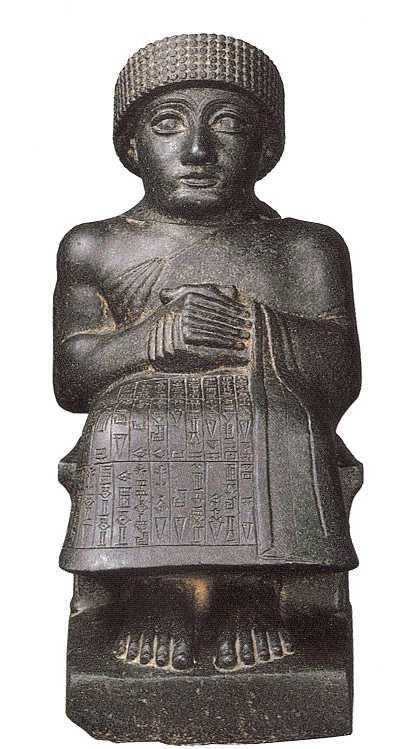 Seated Statue of Gudea from Lagash, Neo- Sumerian, c. 2100 BCE Gudea was a ruler, or ensi.