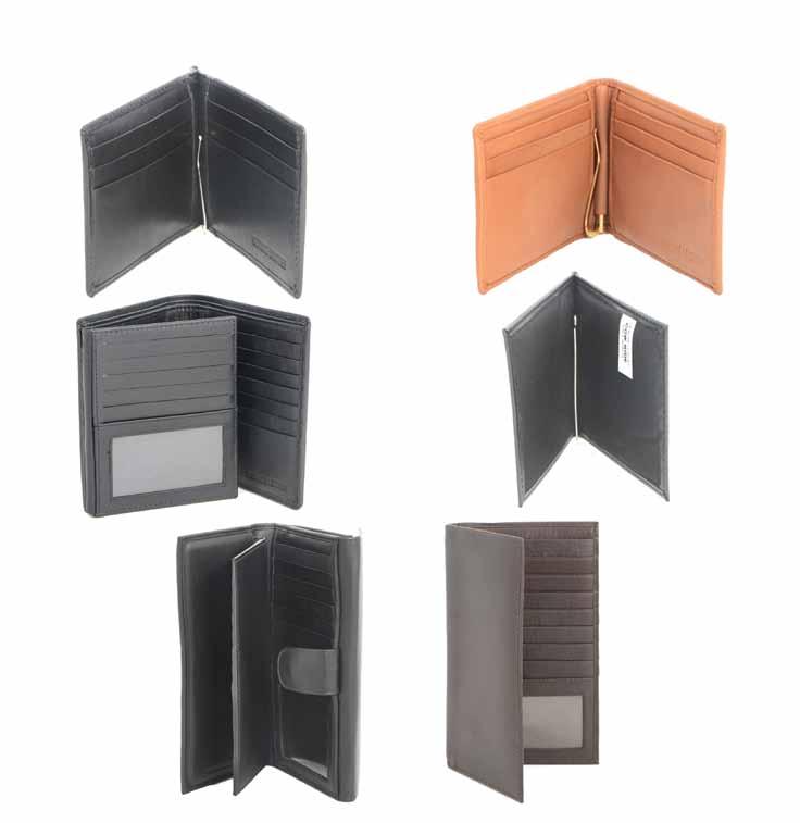 7249 7250 7311 7322 7542 7550 Turned Edge Construction for Added Durability 7249 Money Clip; ID Window outside, Clip for Bills, 6 Card Slots 7250 Basic Money Clip; 6 Card Slots, Clip in Center for
