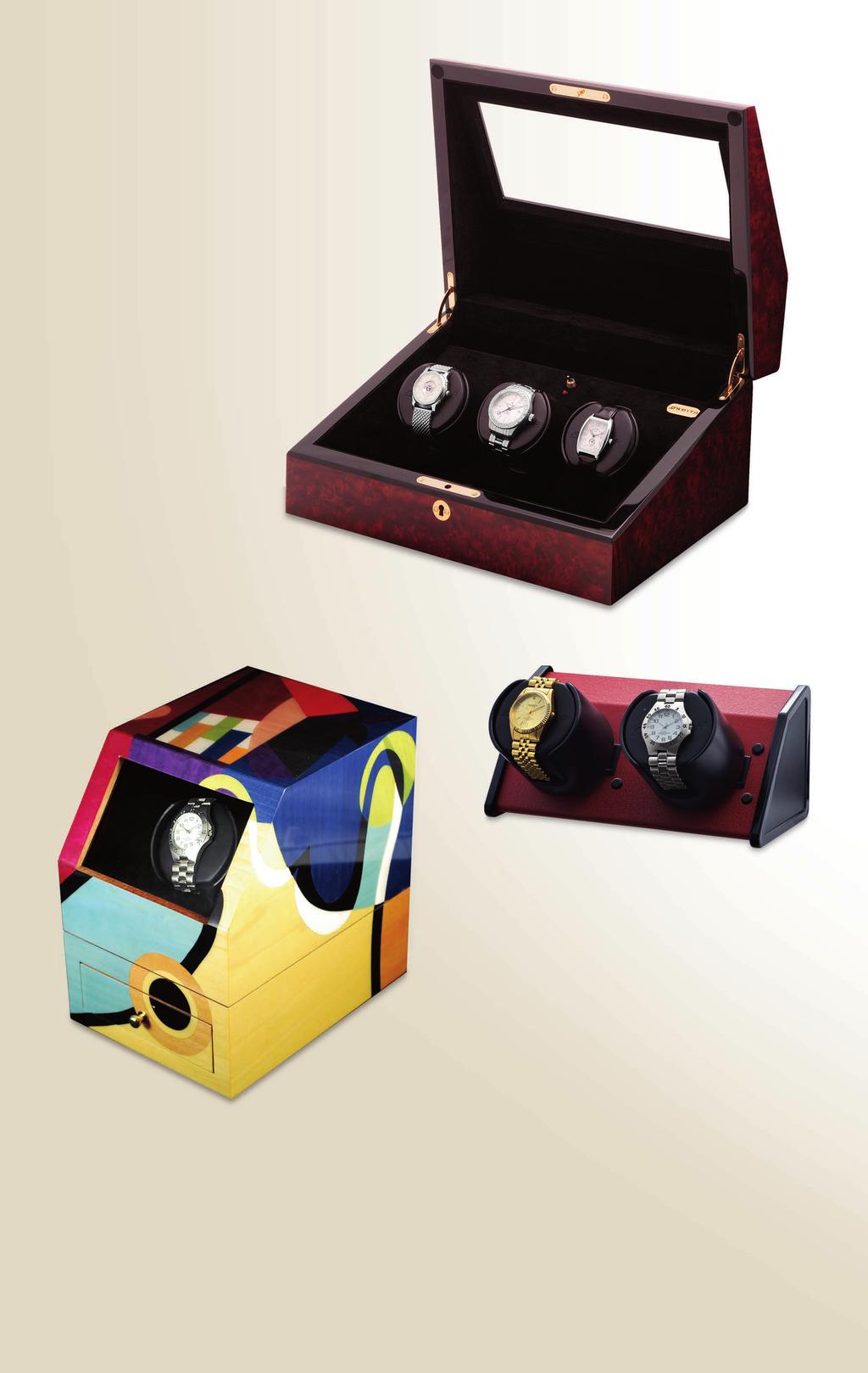 A A. Siena 3 url lassic watch winder with beveled glass viewing panel and superb quadrant hinges, suede lined interior surfaces and lift out rive modules to load optional batteries.