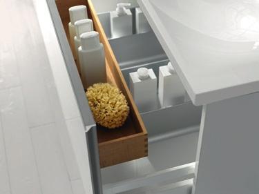 Awaiting you behind the gently gliding front pull-out lies a sophisticated storage systems in which each bathroom