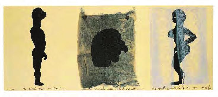 MARLENE DUMAS The Black Man, the Jew, and the Girl, 1993 For Parkett 38 Triptych printed by Marcel Kalksma, Amsterdam, in three processes on 250g/m 2 Arches: blockprint in one color, two transfer