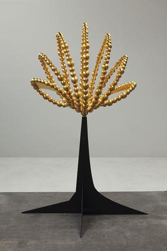 Gold Lotus, 2015, Aluminium cast, gold leaves, painted steel, 360 x 230 x 180 cm Photo by Antoine Cadot, Image provided by Kukje Gallery The lotus flower series is inspired by the exuberant shapes