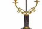 DKK 20,000 / 2,700 254 255 a pair of french restauration gilt and patinated bronze candelabra, each with an