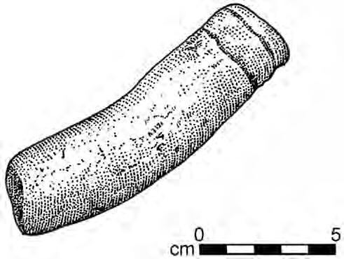 90 Koerper and Sutton grained sandstone or siltstone. It is curved along its length and ovoid in cross section, and two parallel grooved encirclements were incised at its head end.