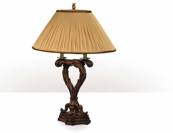 2 Empire Line Lamp 2000-240 An imbuya burl inlaid table lamp, the waisted cylinder body with brass mounts and a bracelet centre surmounted by a silk shade with brass edges.