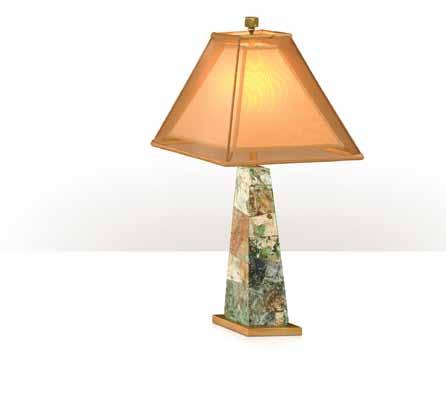 lamp, with a brass base and capital surmounted by a hand sewn double silk shade.