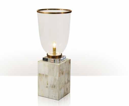10-3/4 W x 10-3/4 D x 28 H in 28 W x 28 D x 71 H cm Lucite Column Lamp 2043-022 A buffalo horn inlaid table