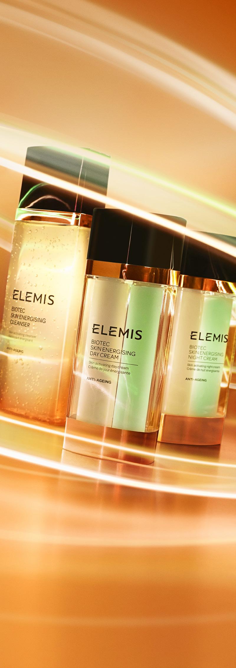 ELEMIS ADVANCED ANTI-AGEING FACIALS ELEMIS BIOTEC LINE ERASER (50 mins) 85 Target wrinkles and energise the skin towards optimum performance with microcurrent pulses and red and blue light therapy.