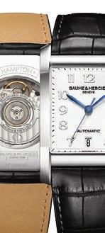 HAMPTON Automatic Medium 10155 Self-winding movement Date function 47 x 31 mm case, polished steel Sapphire crystal case back Off-white dial, Arabic numerals, blued steel hands Black alligator strap