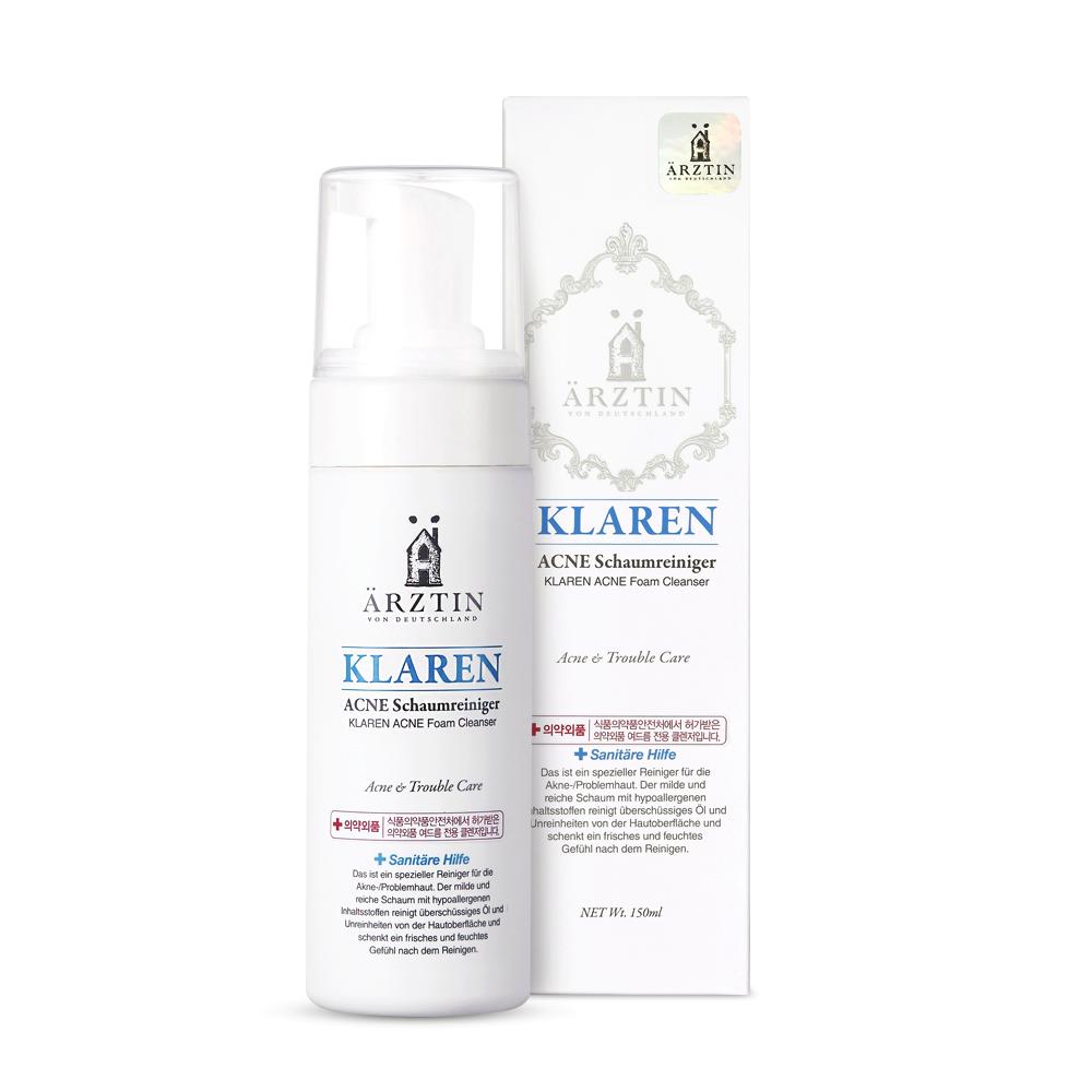ACNE Line Klaren Acne Foam Cleanser (150ml) Foam cleanser for acne skin Quasi-drug cleanser excellently caring for acne Soft, low-irritating foam type cleanser making the skin moist even after