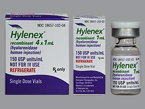 Hylenex Recombinant human hyaluronidase injection 150U (1cc) if concern for