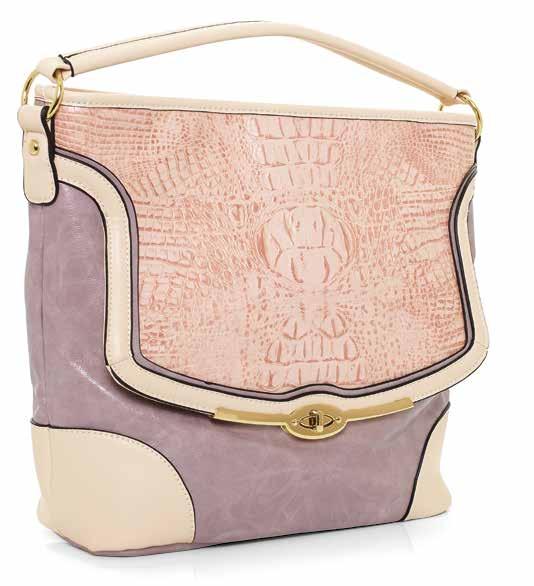 BACK VIEW 58053 Dusty Lilac leather-look handbag.