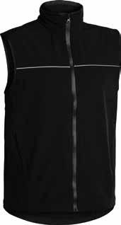 internal fleece face Waterproof zip vest opening Waist pockets with zipper closure Elasticated draw cord