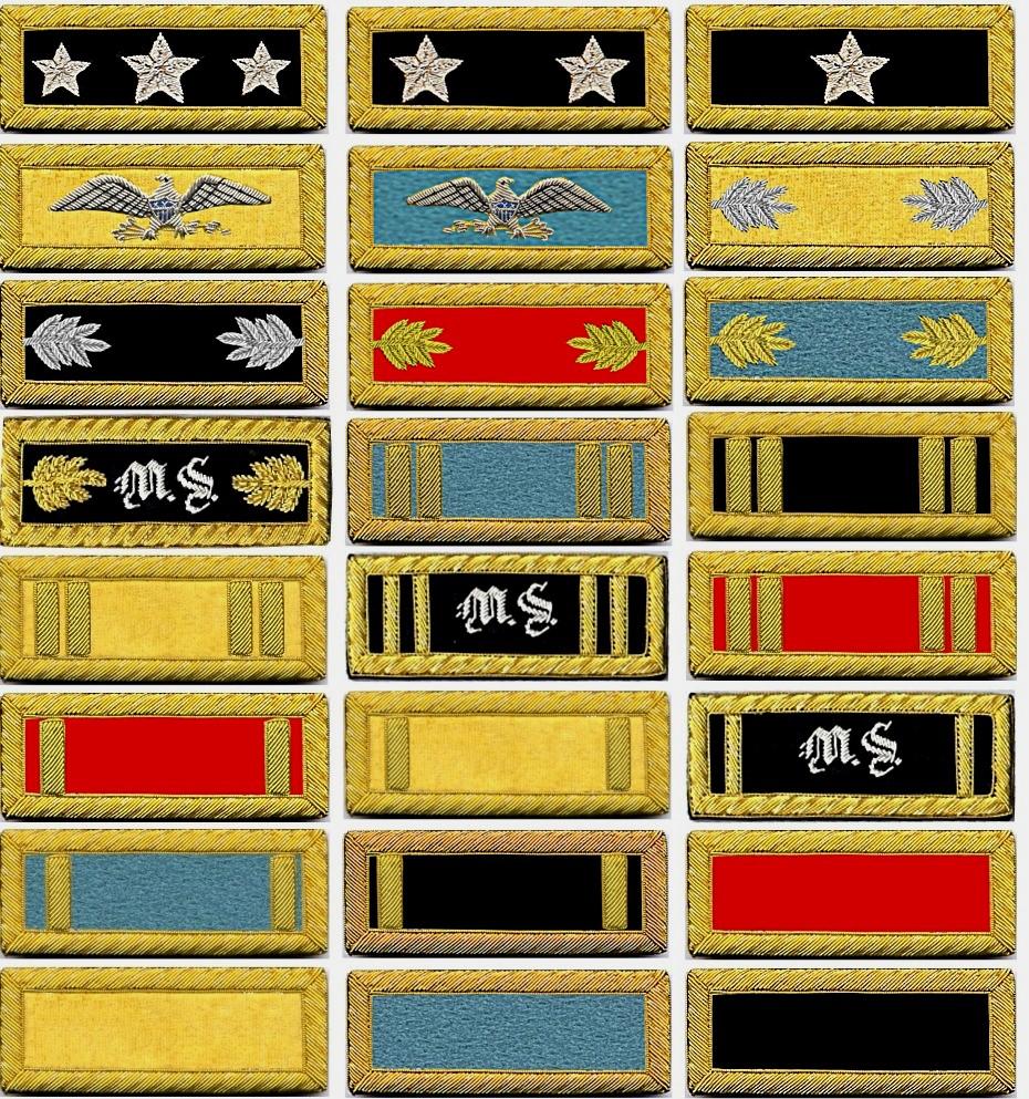 US Army Shoulder Boards; Army and Marine Waist Sashes Page 11 US ARMY OFFICER SHOULDER BOARDS for Undress and Fatigue Uniforms- Our Shoulder Boards have hooks on the back so that they can be hooked