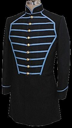 Our frockcoats have raw bottom skirt edges per originals. Infantry Frockcoats are stocked in sizes from 40Regular to 52Tall. All others are custom order. Some coats shown with optional items.