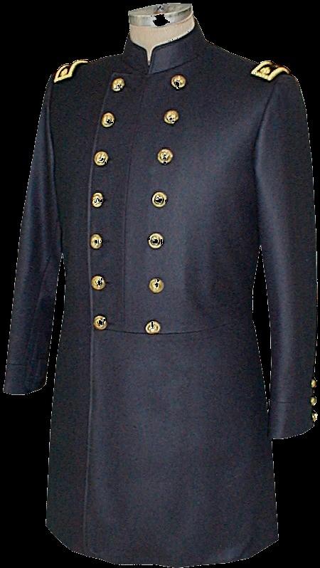 Sleeves on Officer's Frockcoats and Shelljackets have the functional cuffs with three button closure as standard. US Eagle General Service buttons are supplied but not sewn on.