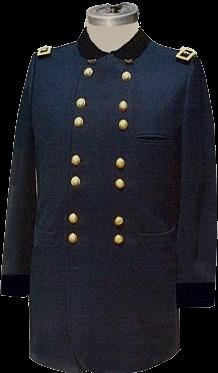 Notched lay down collar may be specified at time of order at additional charge see #520 Senior Officer Sackcoat at mid-left. Standard Coat is without exterior pockets.