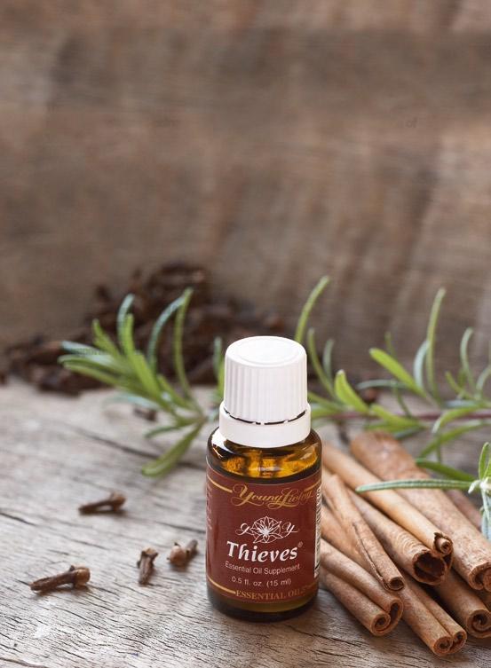 Thieves Essential Oil Blend The oil blend that comprises Thieves is known for enhancing complete health and total well-being.