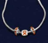 crystal orange ribbon charm. Ribbon charm is approximately 1.75 x 1.25 cm.