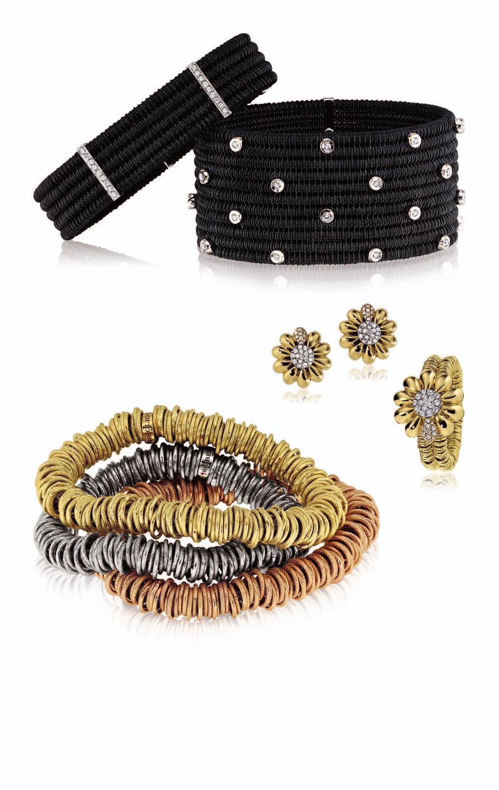 A A. xpandable black ceramic bracelet with diamonds, $3,650. xpandable black ceramic bracelet with diamonds, $5,595.