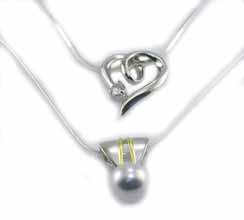Sterling Silver Necklaces WN002/900 (top) Heart with CZ W007/825 (bottom) Faux Pearl (Matching Earrings Available) BP020/1175 Heart Necklace,