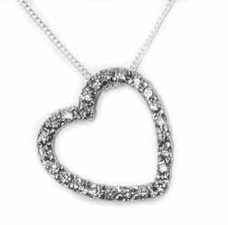 Sterling Silver Necklaces RP001/1275 Heart Necklace with CZs all around, 18 inches WP001/1875 Heart with brilliant cut CZs all around the heart 18