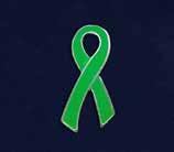 This satin ribbon is formed into the shape of a ribbon with a green tac pin in the middle.