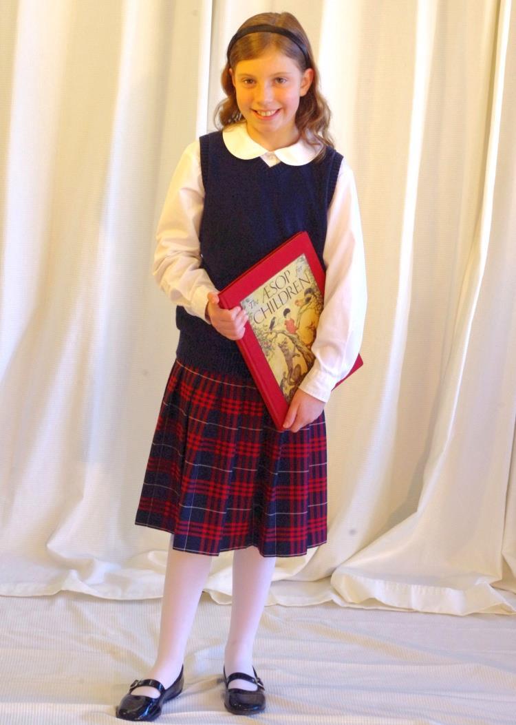 4-6 Girls Dress Uniform French Toast Peter Pan Blouse (Feminine or Modern Fit), long-sleeved School Uniform Plaid Pleated Skirt Below the Knee (at the knee or longer) Large Plaid School Uniform