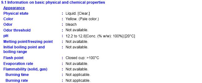 SECTION 9: PHYSICAL AND CHEMICAL PROPERTIES