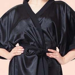 satin Kimono has been embellished with the CHRISANNE