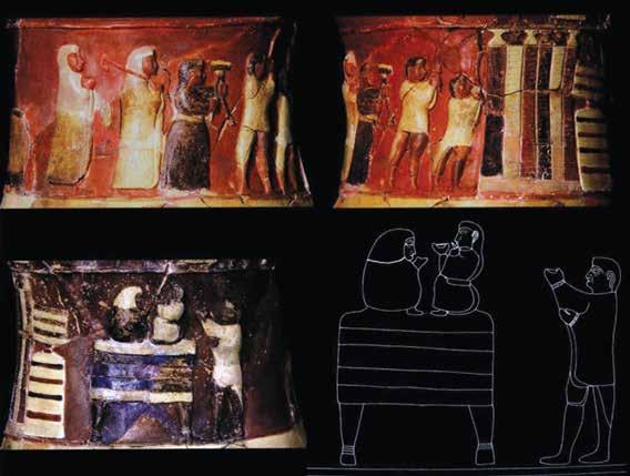 5. Elements for a Comparative Study of Textile Production and Use 131 Fig. 5.16: Different scenes from the frieze of vase found in Hüseyndede (16th century BC). Yıldırım 2009, Pl. 28, fig. 11.