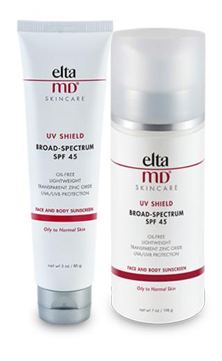 EltaMD UV Shield Broad-Spectrum SPF 45 Treat your skin to this sheer, oil-free facial sunscreen. Cosmetically elegant EltaMD UV Shield is recommended for oily to normal skin.