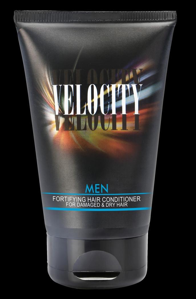VELOCITY MEN FORTIFYING HAIR CONDITIONER This rich creamy hair conditioner is infused with almond and sunflower oil to condition, hydrate and smoothen each hair fiber.