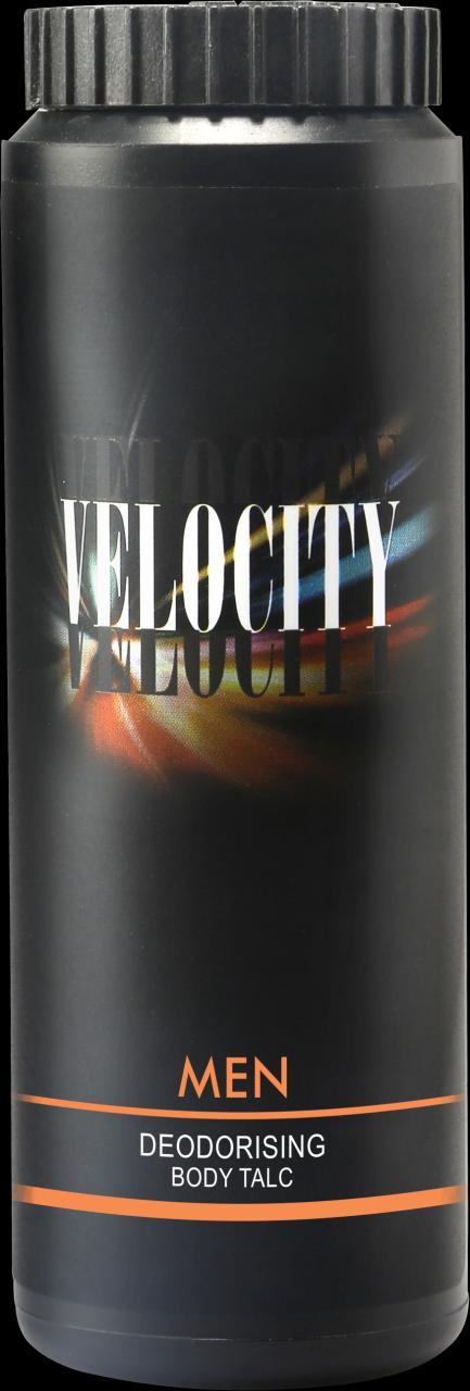 VELOCITY DEODORIZING BODY TALC It provides a refreshing masculine fragrance and absorbs sweat to make you feel fresh and dry.