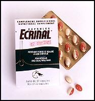 NUTRITIONAL SUPPLEMENT Strong and beautiful Hair ECRINAL CAPSULES ADVANTAGES : CONTAIN THE COMPLEMENTARY FACTORS NEEDED FOR HARMONIOUS HAIR GROWTH AS A SUPPLEMENT TO DAILY DIET CAPSULES