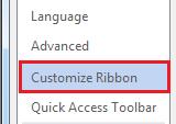 File табын Options командыг сонго. Word Options харилцах цонхны Customize ribbon товчийг сонго.
