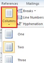 боломжтой. Та баримт дахь хэсэг текстийг сонгоно уу. Page Layout табын Page Setup бүлгийн Columns товчийг сонго.