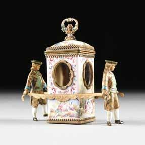 271 A DRESDEN STYLE ASSEMBLED GILT AND ENAMEL DECORATED PORCELAIN