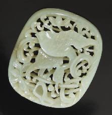 135 Chinese Yuan - Ming carved jade plaque depicting a swan and a lotus. 3.