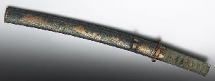 222 Japanese Tanto sword, in katana shape, with a mother of pearl lacquered sheath