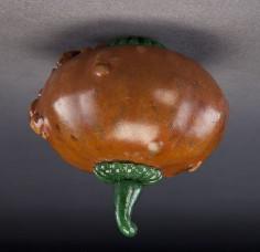 240 Chinese Qing molded gourd snuff bottle, with spinach green inlay and stopper. 2.25"H x 2.25" Dia., 2,500.