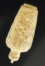 38 Chinese Qing carved ivory snuff bottle regulations prior to bidding) depicting a scholar's studio.
