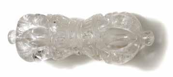 1 cm) each approximately Estimate: $3,000 / 5,000 6107 A Rock Crystal Vajra Lot 6109 Carved with four closed prongs to each side emanating from lotus petals at the