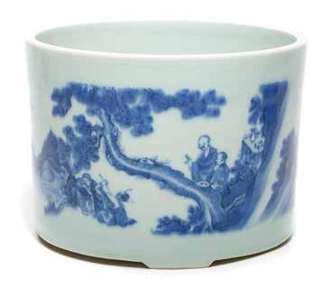4 cm) Estimate: $1,500 / 2,000 6152 An Underglaze Blue Dragon Dish Jiajing Mark and of the Period The shallow bowl is decorated to the interior with a roundel enclosing a