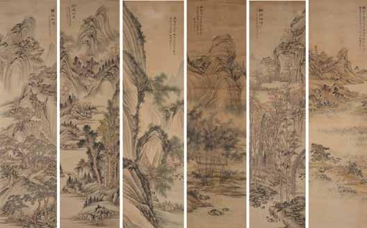 Lot 6205 Lot 6206 Lot 6207 Lot 6208 6205 Various Artists: A Set of Six Hanging Scrolls Each painted with ink and color on paper; the first is