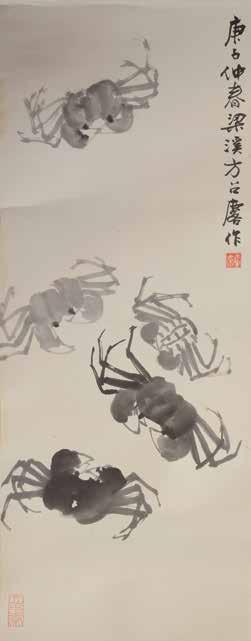 Lot 6241 6241 Fang Zhaolin (1914-2006): Crabs Hanging scroll, ink on paper, dated spring of 1960, signed Liangxi Fang