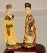 Lot # 98 - Two antique Chinese carved Ivory figures on wood