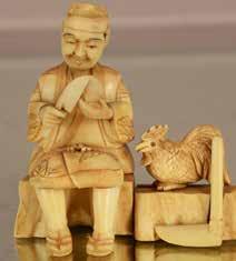 Lot #108 - Antique Chinese Ivory figure of man and chicken. Ca. 1910.