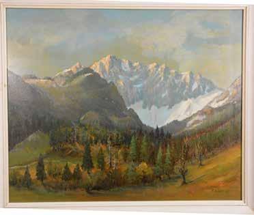 Landscape & Portrait Lot #141 - Mountain scape oil on
