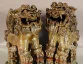 Lot #157 - Pair of Chinese terra cotta foo dogs.